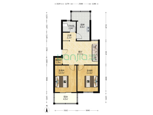 聚业苑一期 2室1厅1卫 76平方