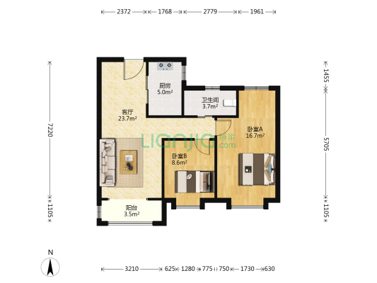 文澜花园 2室1厅1卫 92平方