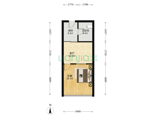 邻里广场 1室1厅1卫 55平方
