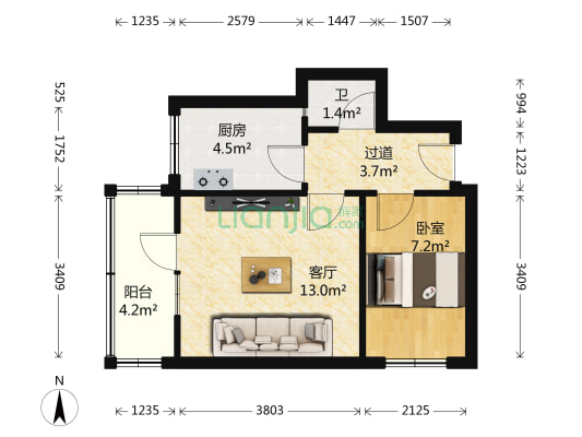 东太小区 1室1厅1卫 43平方