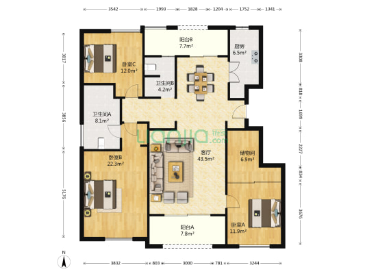 绿城西溪融庄 3室1厅2卫 137平方
