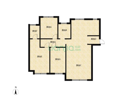 西建天茂和郡 3室2厅 南 北-户型图