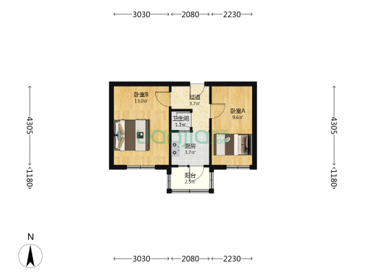 梅江社区 2室0厅1卫 36平方