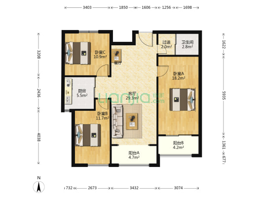 金穗木业 3室1厅1卫 125平方