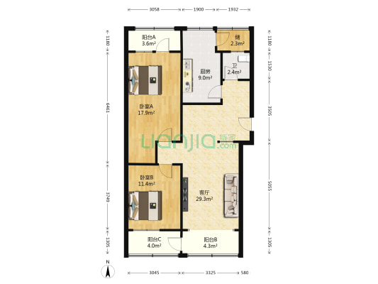 市少儿活动中心家属院 2室1厅1卫 110平方