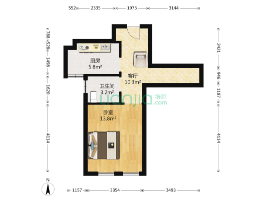 瑞城温莎郡 1室1厅1卫 51平方