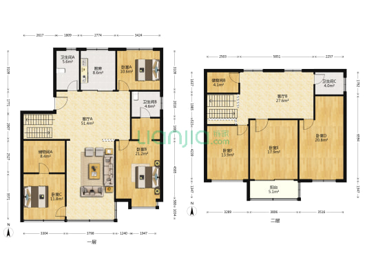塘前村小区 6室2厅3卫 256平方