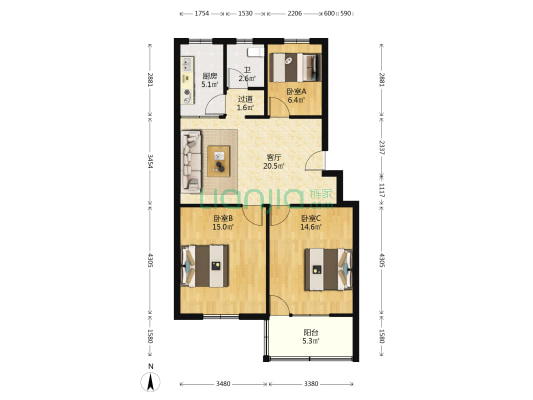 人民东路39号 3室1厅1卫 81平方