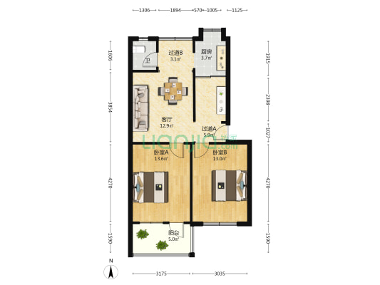 薇西小区 2室1厅1卫 71平方