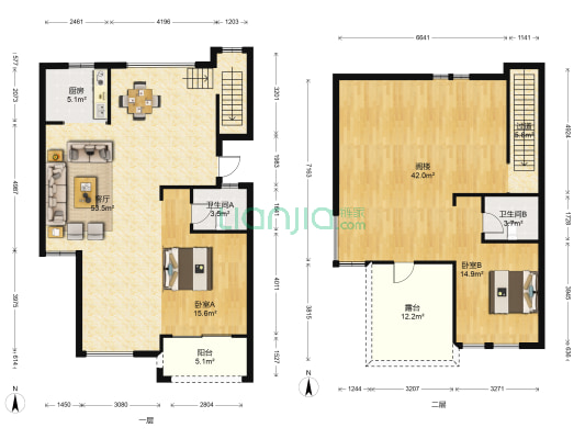 人和缇香苑 2室1厅2卫 131平方