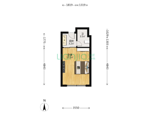新达城大厦 1室0厅1卫 35平方