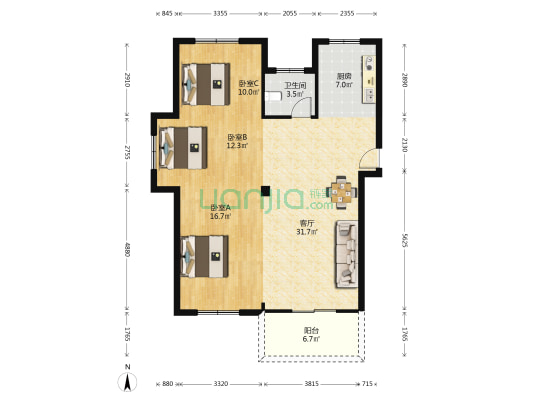 七里江畔 3室1厅1卫 99平方