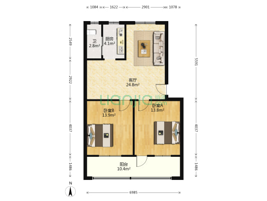 曙光宿舍 2室1厅1卫 79平方