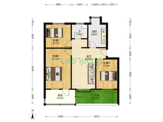 计算机公司家属院 3室1厅1卫 78平方