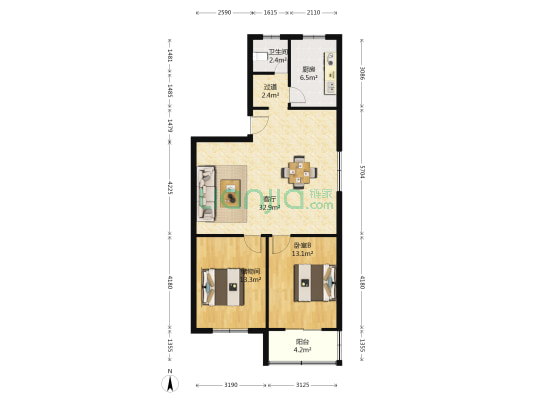庆丰小区 1室1厅1卫 92平方