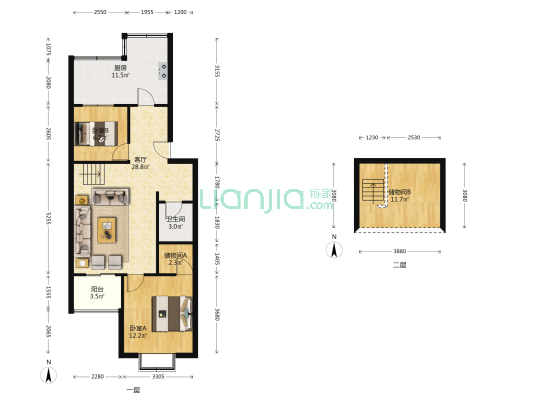 德信公园旁 集中供暖 南北通透两居 低密住宅-户型图