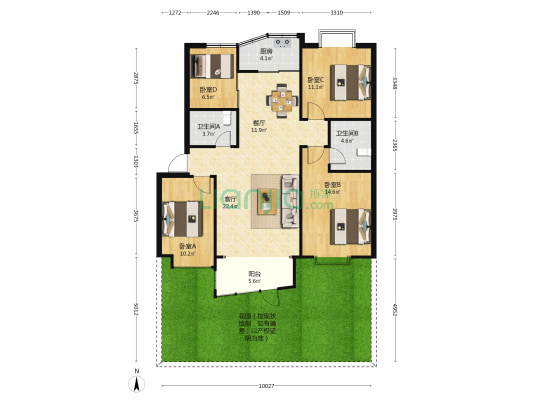 文翠园 4室2厅2卫 108平方