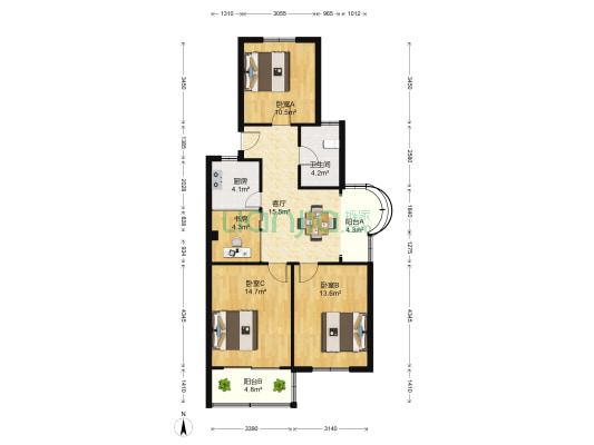 乾溪二村 4室1厅1卫 92平方