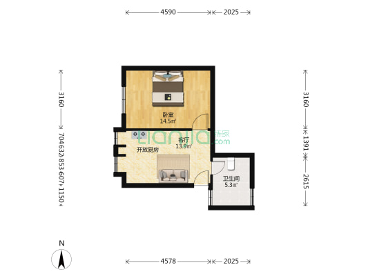 民主大巷 1室1厅1卫 40平方