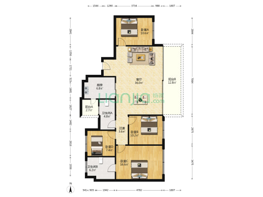 蓝光长岛国际三期 4室1厅2卫 133平方