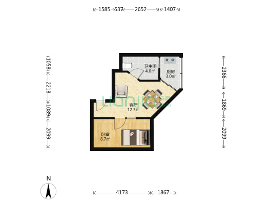 东雅轩 1室1厅1卫 36平方
