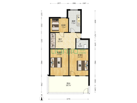 意园 3室1厅1卫 74平方