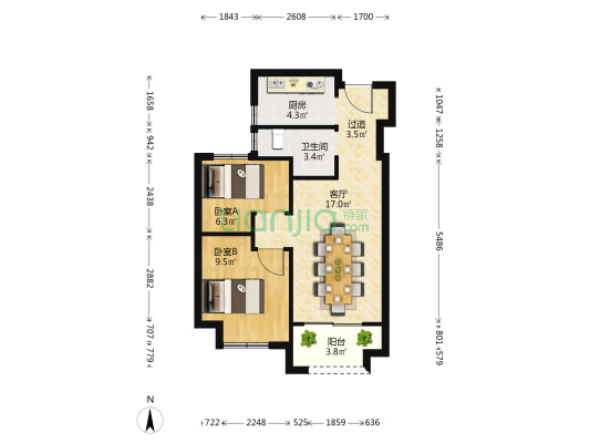 碧桂园枫景尚院 2室1厅1卫 68平方