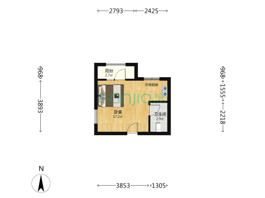 碧桂园太阳城左邻右里 1室0厅1卫 37平方