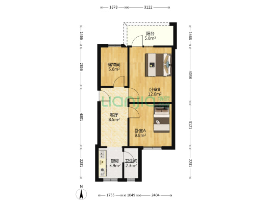 经济桥 2室1厅1卫 60平方