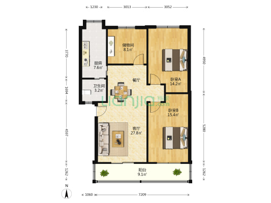 电力小区 2室1厅1卫 95平方