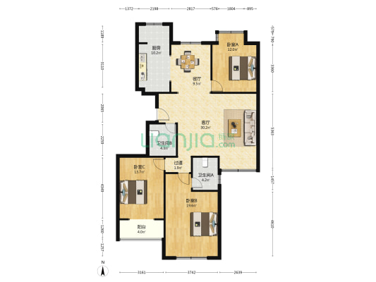 海润印象 3室2厅2卫 139平方
