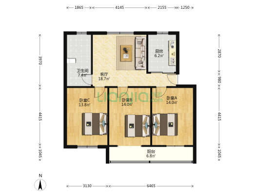 树藩大街455号 3室1厅1卫 98平方