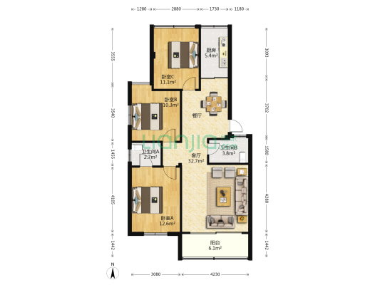 闽渔新村 3室1厅2卫 111平方