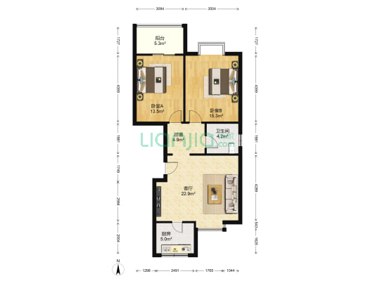 祥福居 2室1厅1卫 96平方