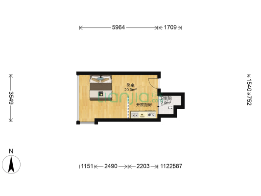 星空公寓 1室0厅1卫 27平方