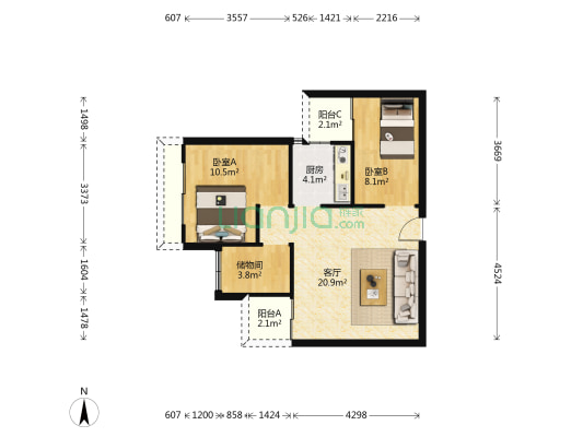 同心丽景 2室1厅0卫 71平方