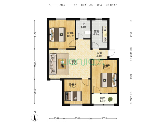 联通家属院 3室1厅1卫 81平方