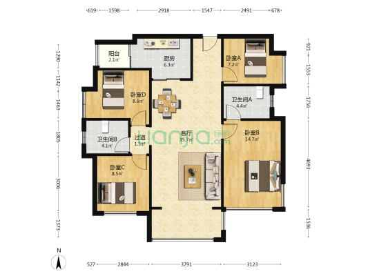 和瑞锦府 4室1厅2卫 109平方