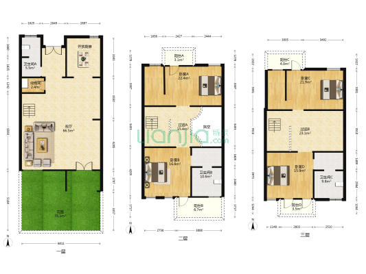 泰禾野风大城小院 4室1厅3卫 247平方