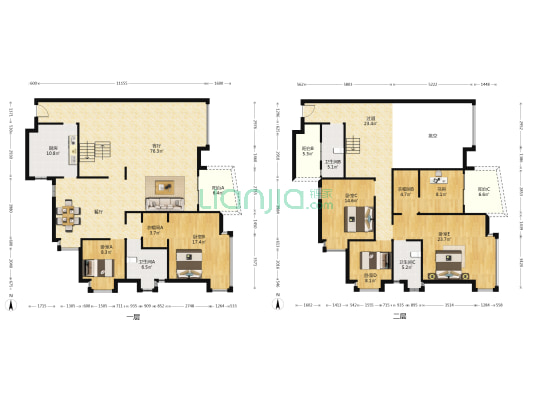 阳光带海滨城一期 6室1厅3卫 276平方