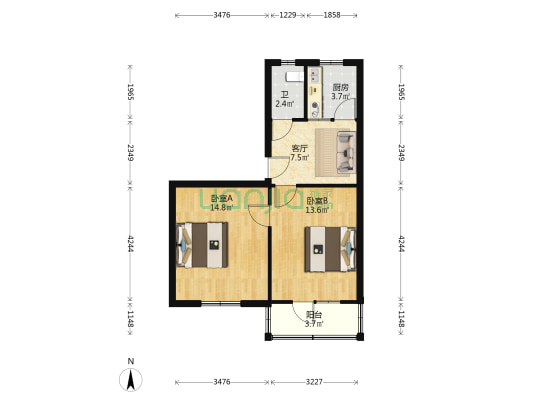 丁新路14号 2室1厅1卫 57平方