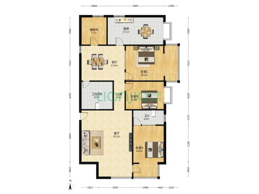省地震局家属院（东岗西路） 3室2厅2卫 191平方