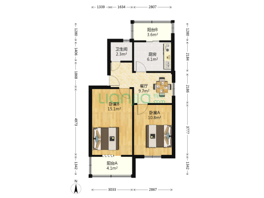 山佑巷36号院供水宿舍 2室1厅1卫 62平方
