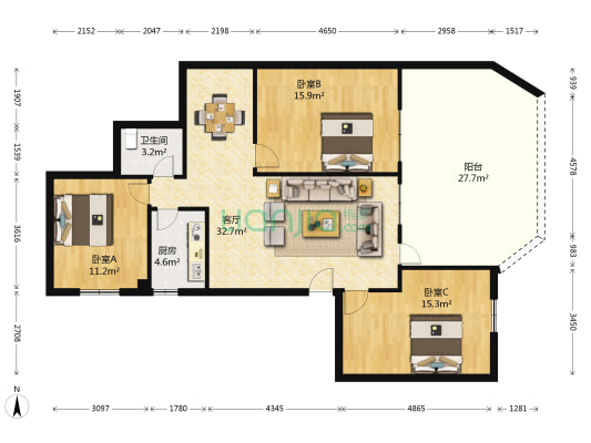 周门小区周门北路 3室1厅1卫 113平方