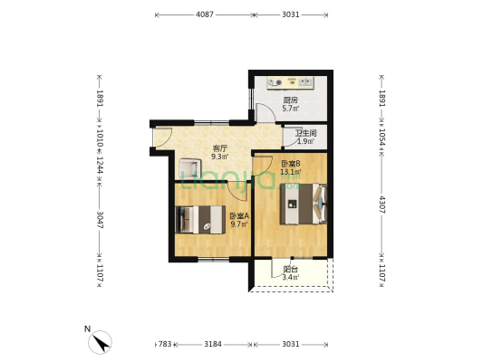 玉沙路90号 2室1厅1卫 57平方