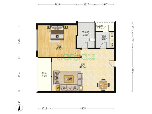 侨城坊 1室1厅1卫 114平方
