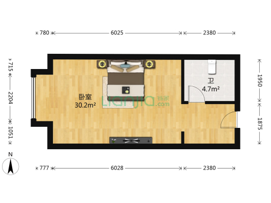 翰林天潤小区 1室0厅1卫 54平方