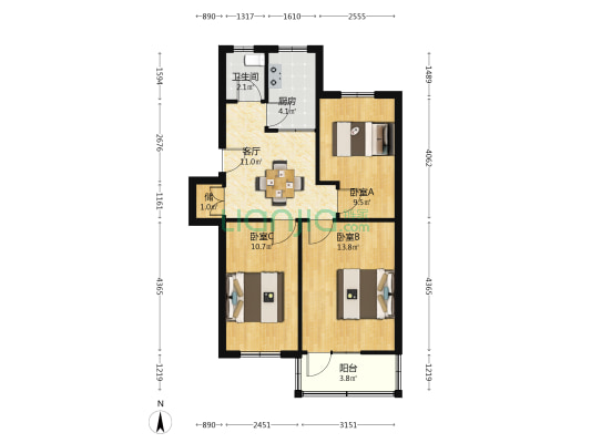 体育东村 3室1厅1卫 71平方