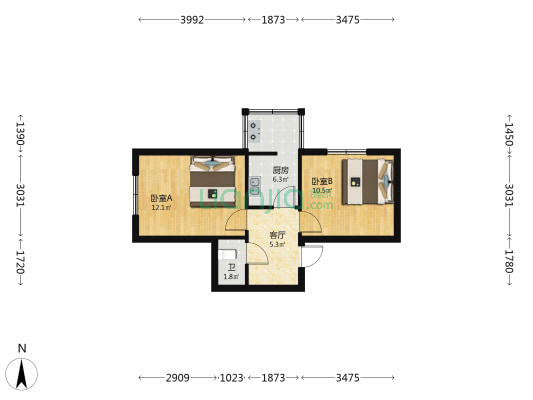 和平南路105号 2室1厅1卫 50平方