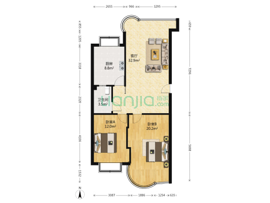 华实小区 2室1厅1卫 97平方